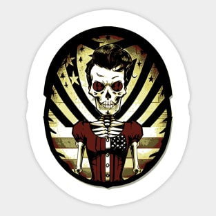 Funny Patriotic Rockabilly Skeleton Sticker